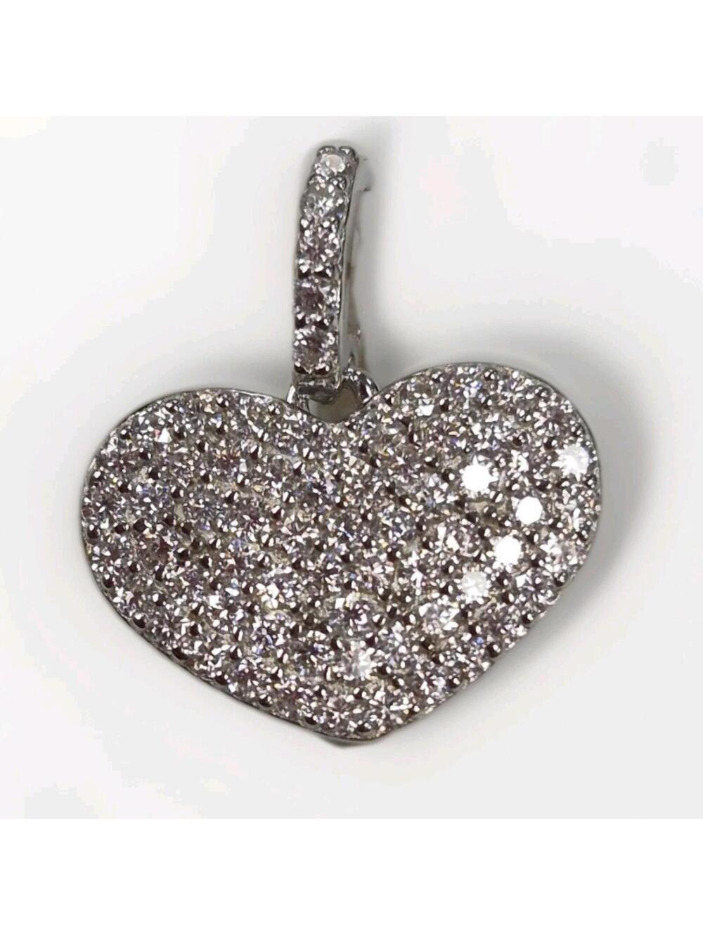 1ctw Moissanite Sterling Silver Heart Pendant Grad Mom Anniversary Bridal Love